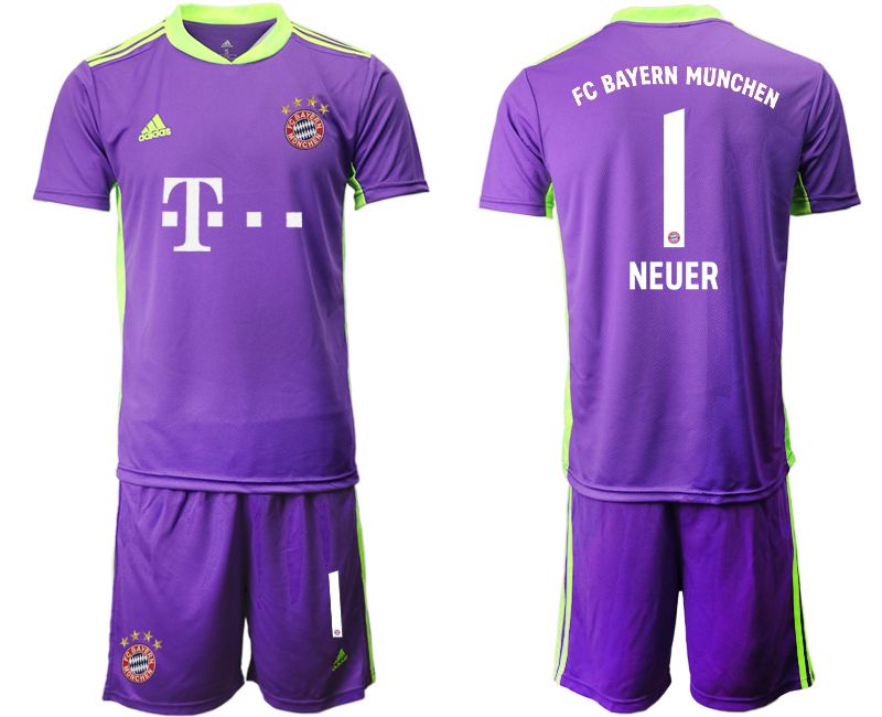 Men 2020-2021 club Bayern Munich purple goalkeeper #1 Soccer Jerseys